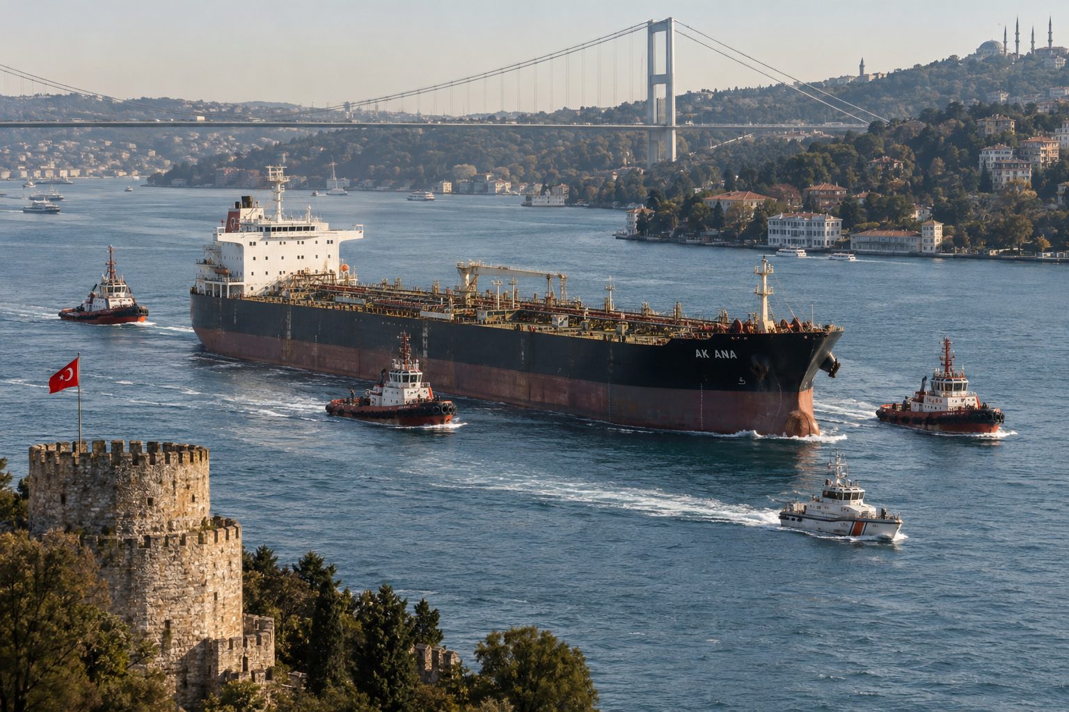 AK ANA tankeri için İstanbul Boğazı'nda trafik durduruldu