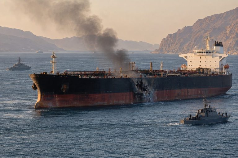 Hürmüz Boğazı’nda petrol tankerinin makine dairesine isabet etti