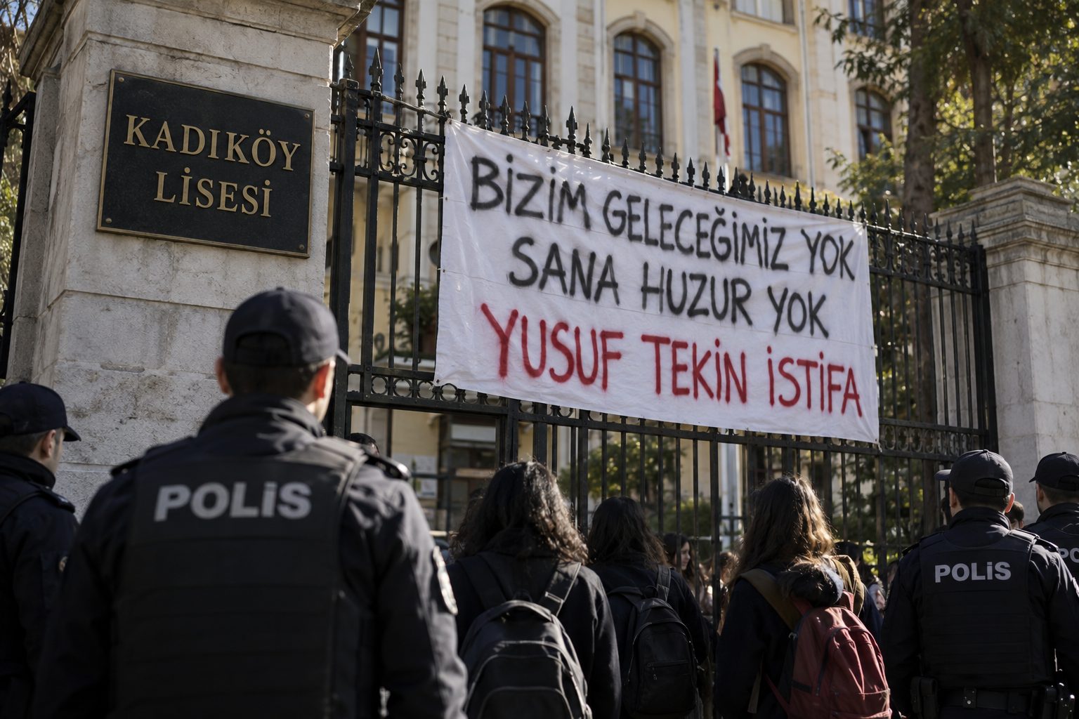 Kadıköy Lisesi'ne protesto pankartı asan iki öğrenci tutuklandı